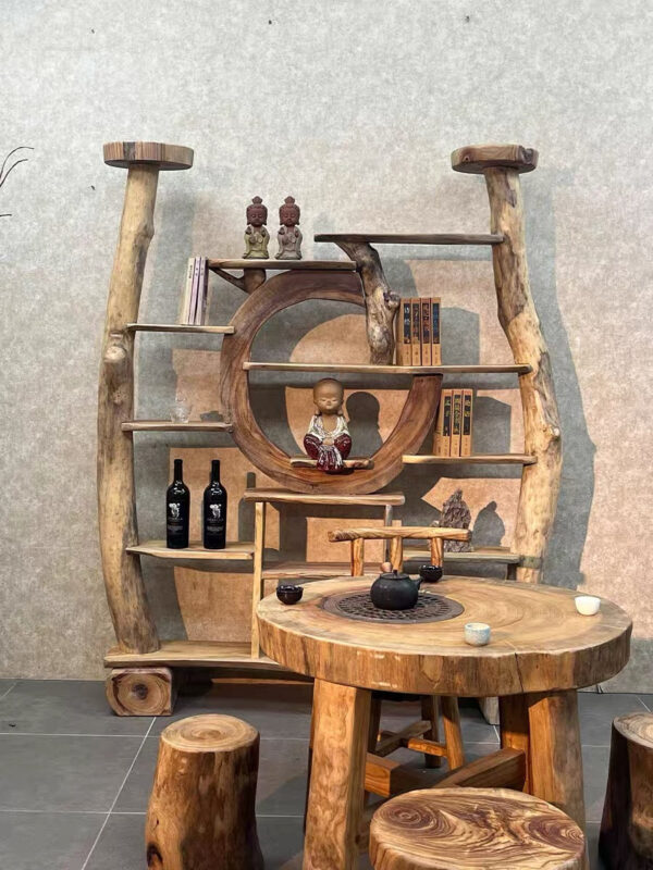 Natural Wood Divider and Display Cabinet - Image 3