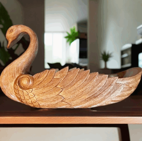 Solid Wood Swan-Shaped Serving Tray - Image 3