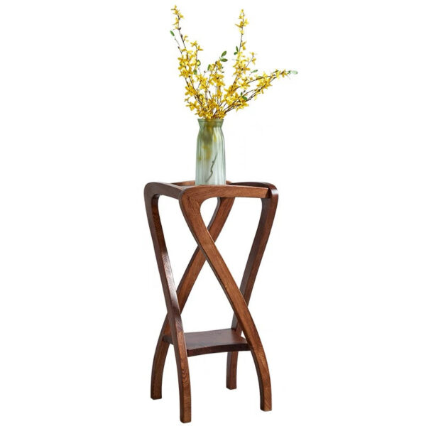 Solid Ash Wood Artistic Plant Stand, Floor-Standing Spiral Flower Pot Holder - Image 2