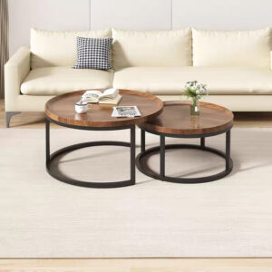 Round modular stackable coffee table set