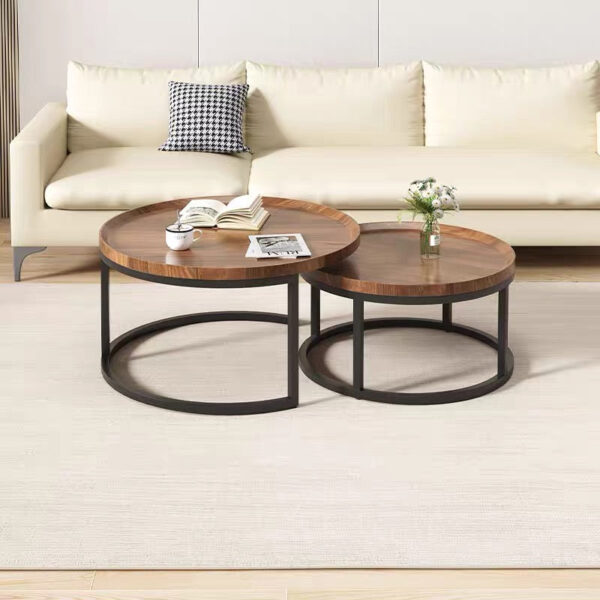 Round modular stackable coffee table set