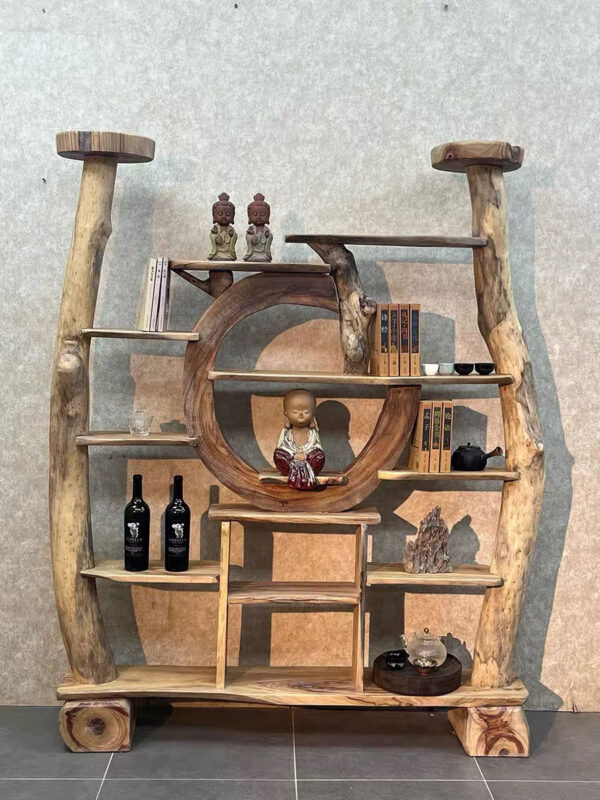 Natural Wood Divider and Display Cabinet - Image 2
