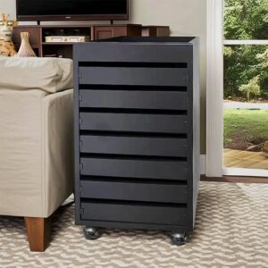 Mobile Solid Wood File Cabinet with 7 Drawers