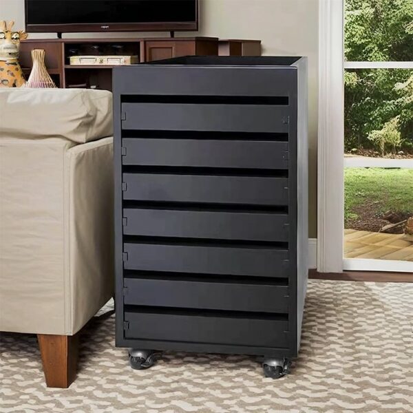 Mobile Solid Wood File Cabinet with 7 Drawers