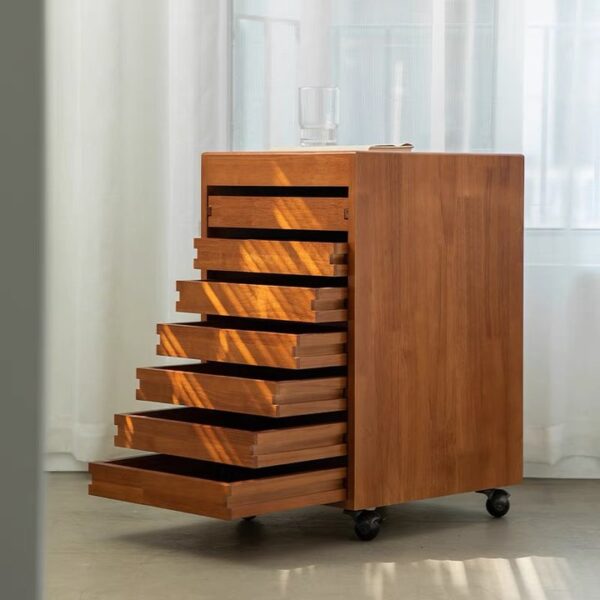 Mobile Solid Wood File Cabinet with 7 Drawers - Image 14