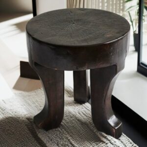 Solid Wood Oval Low Stool - Octopus-Shaped Side Table