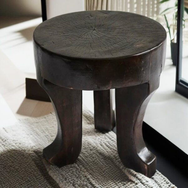 Solid Wood Oval Low Stool - Octopus-Shaped Side Table