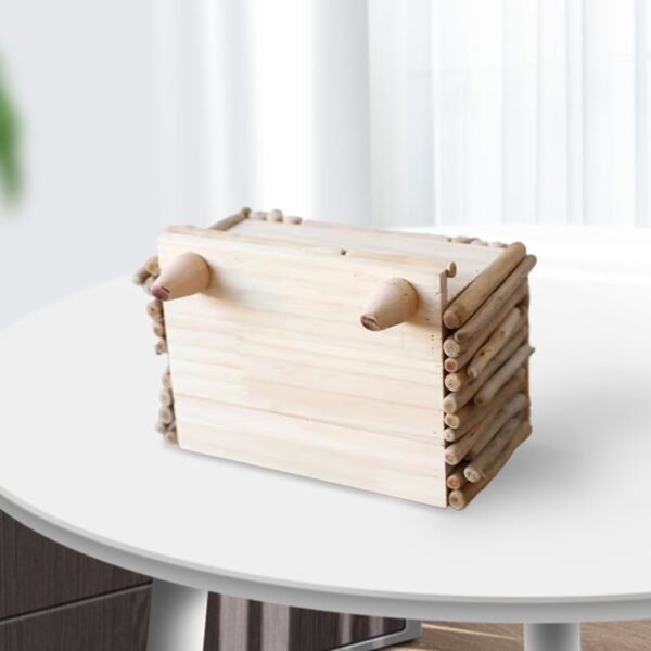 Rustic Wooden Tissue Box with Phone Holder - Image 8