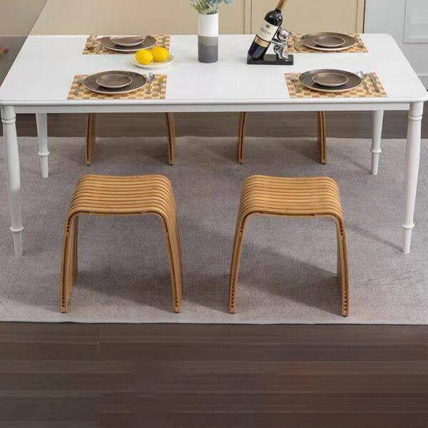 Eco-Friendly Bamboo Curved Stool – Perfect for Dining, Vanity, or Shower - Image 4
