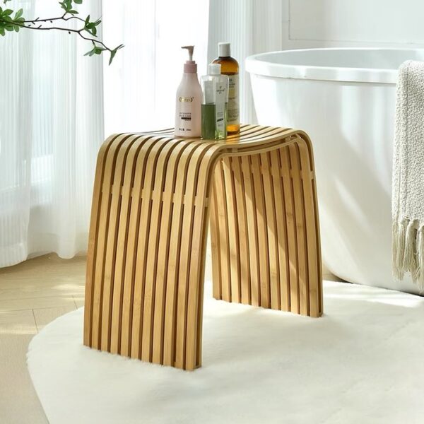 Eco-Friendly Bamboo Curved Stool – Perfect for Dining, Vanity, or Shower - Image 6