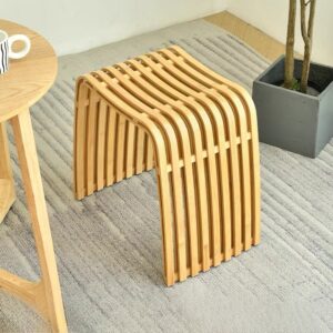 Eco-Friendly Bamboo Curved Stool – Perfect for Dining, Vanity, or Shower