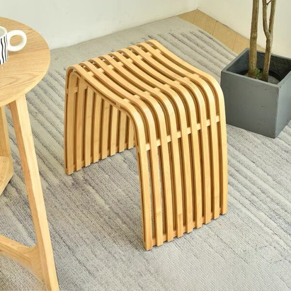 Eco-Friendly Bamboo Curved Stool – Perfect for Dining, Vanity, or Shower