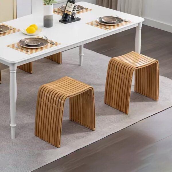 Eco-Friendly Bamboo Curved Stool – Perfect for Dining, Vanity, or Shower - Image 3