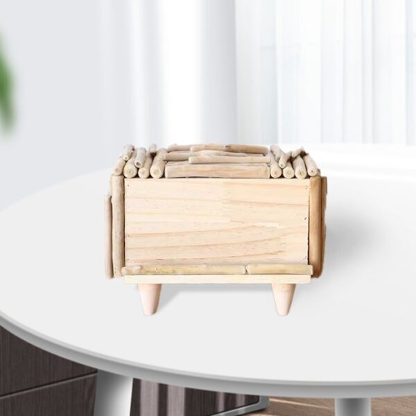 Rustic Wooden Tissue Box with Phone Holder - Image 2