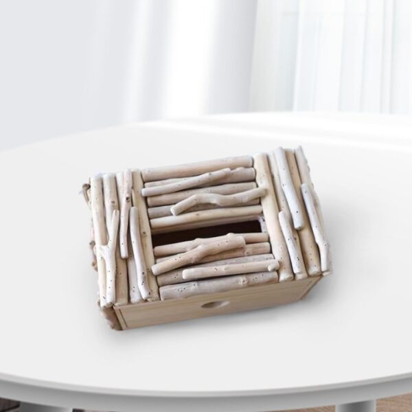 Rustic Wooden Tissue Box with Phone Holder - Image 9